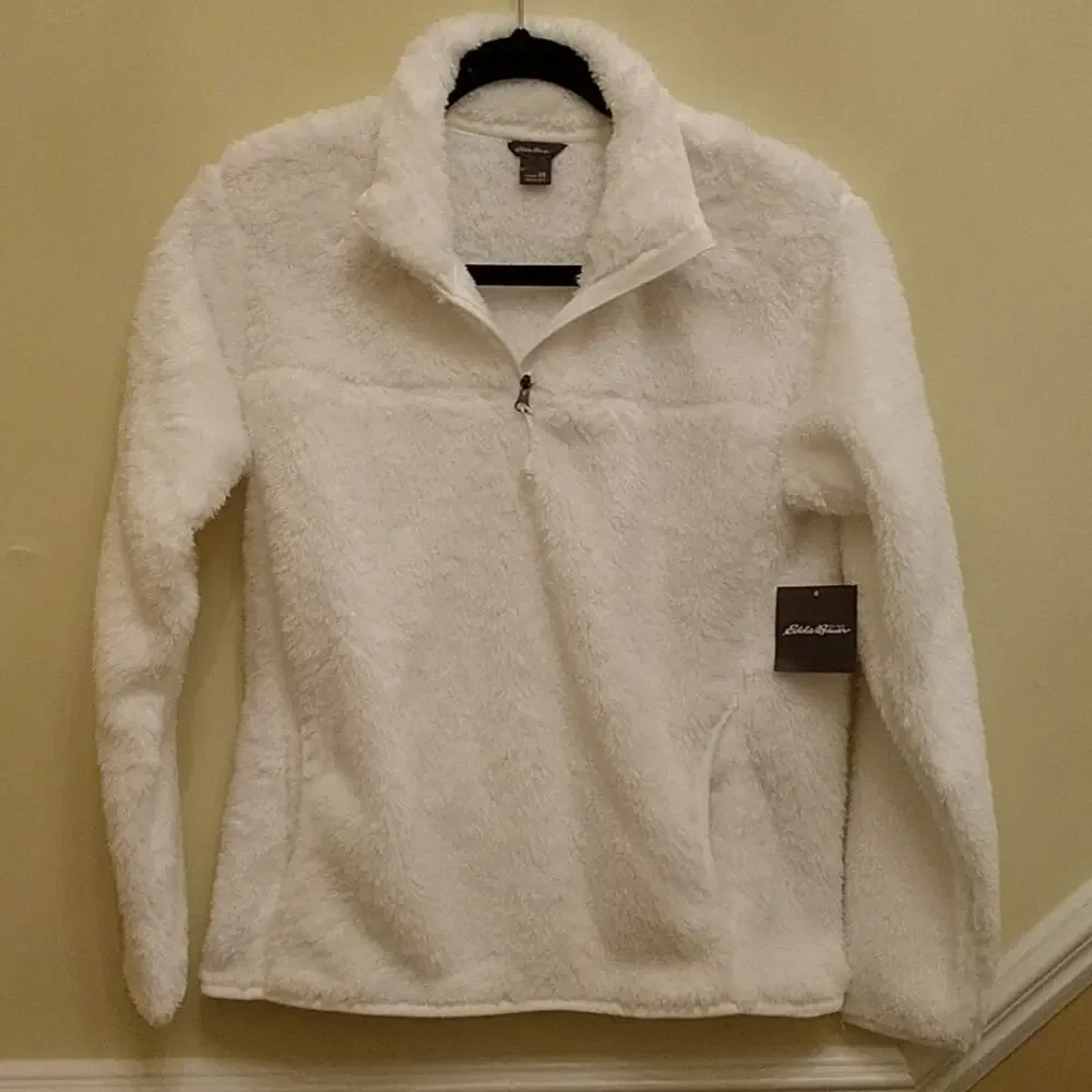 NWT Eddie Bauer White Quest Plush 1/4 Zip Fleece size XS